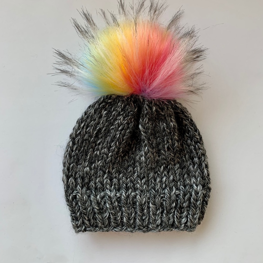 Brand New Child’s Grey/Rainbow Knit Beanie